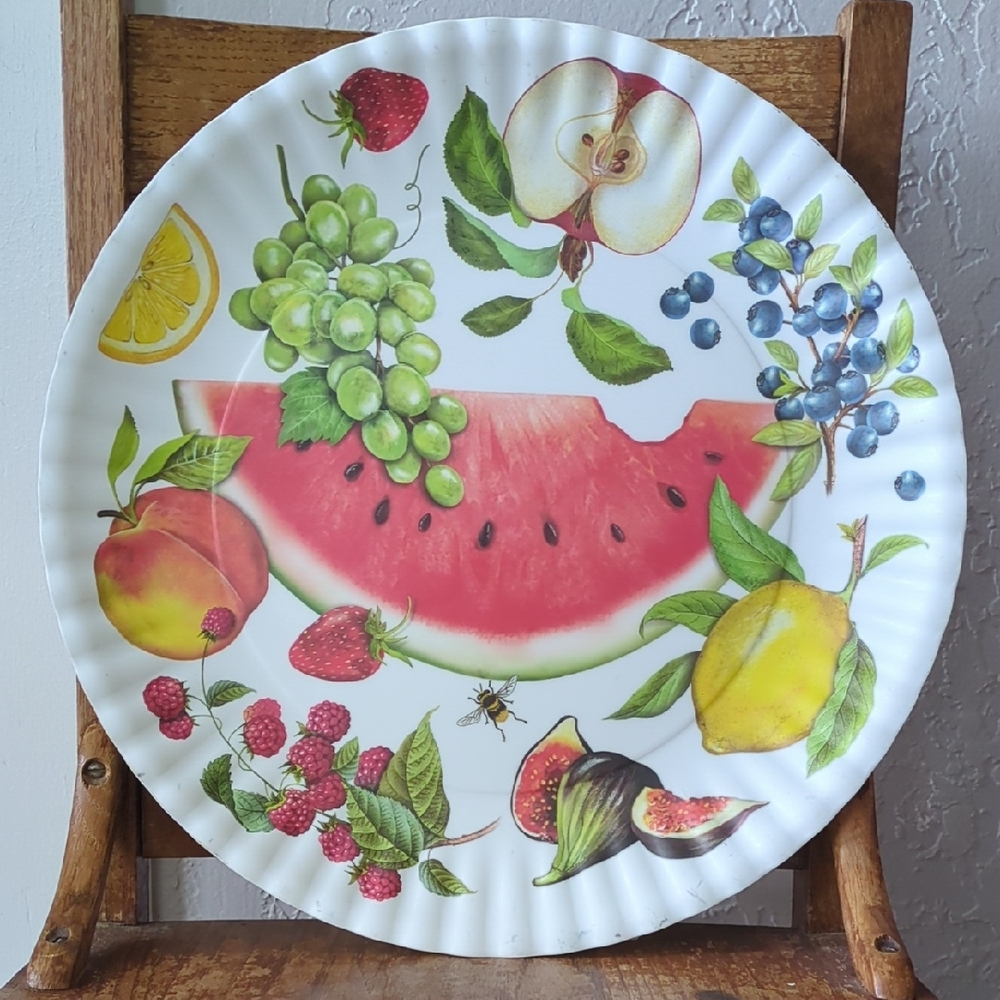 2017 One Hundred 80 Degrees Colorful Fruit Melamine Serveware Platter 16" 180°